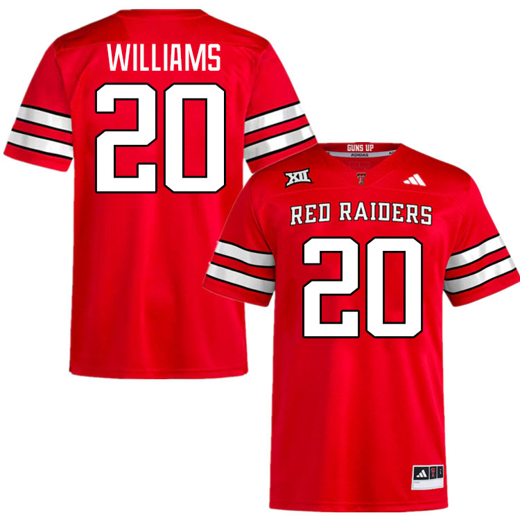 #20 J'Koby Williams Texas Tech Red Raiders Jerseys College Football Uniforms Stitched-Red #20 J'Koby Williams Texas Tech Red Raiders Jerseys College Football Uniforms Stitched-Red